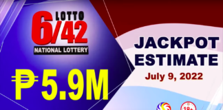 6/42 Lotto Result July 9, 2022