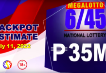 6/45 Megalotto result today July 11, 2022