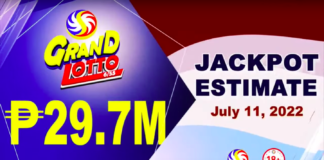 6/55 Grand Lotto result July 11, 2022