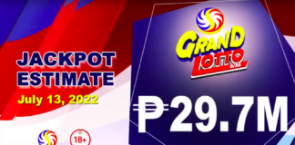 6/55 Grand Lotto Result Today July 13, 2022