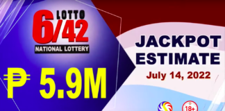 6/42 Lotto Result Today July 14, 2022