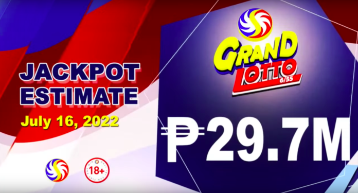 6/55 Grand Lotto Result Today July 16, 2022