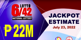 6/42 Lotto Result Today July 23, 2022