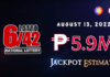6/42 Lotto Result Today August 13, 2022